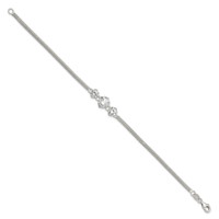 Sterling Silver CZ 3-stone Bracelet, 7.5" view 2