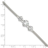 Sterling Silver CZ 3-stone Bracelet, 7.5" view 3