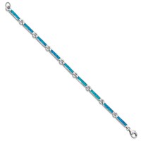 Sterling Silver Rhodium-plated Lab Created Opal Bars Bracelet, 7" view 2