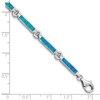 Sterling Silver Rhodium-plated Lab Created Opal Bars Bracelet, 7" view 4