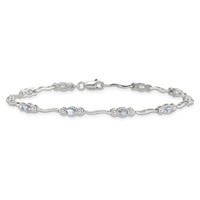 Stering Silver Rhodium-plated Polished Tanzanite Bracelet, 7.5" view 3