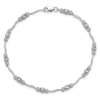 Stering Silver Rhodium-plated Polished Tanzanite Bracelet, 7.5" view 5