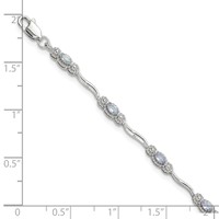 Stering Silver Rhodium-plated Polished Tanzanite Bracelet, 7.5" view 4