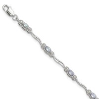Stering Silver Rhodium-plated Polished Tanzanite Bracelet, 7.5" view 1
