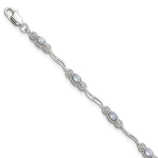 Stering Silver Rhodium-plated Polished Tanzanite 7.5 inch Bracelet