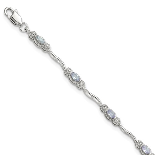 Stering Silver Rhodium-plated Polished Tanzanite Bracelet, 7.5"