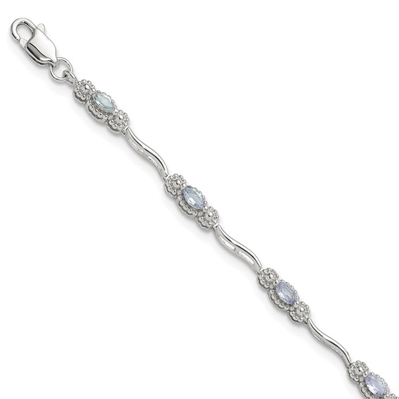 Stering Silver Rhodium-plated Polished Tanzanite 7.5 inch Bracelet