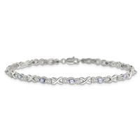 Sterling Silver Rhodium-plated Polished Tanzanite Xs Bracelet, 7.5" view 3