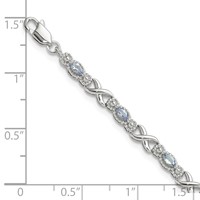 Sterling Silver Rhodium-plated Polished Tanzanite Xs Bracelet, 7.5" view 4