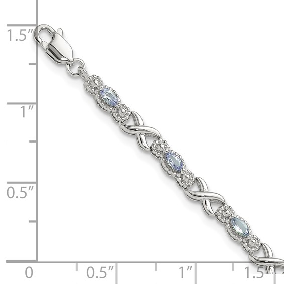 Sterling Silver Rhodium-plated Polished Tanzanite Xs 7.5 inch Bracelet