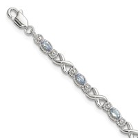 Sterling Silver Rhodium-plated Polished Tanzanite Xs Bracelet, 7.5" view 1