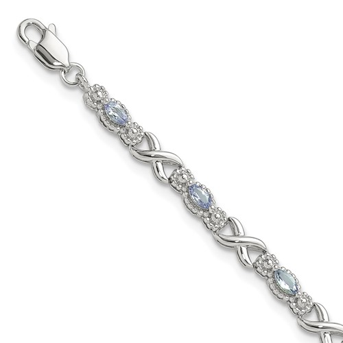 Sterling Silver Rhodium-plated Polished Tanzanite Xs Bracelet, 7.5"