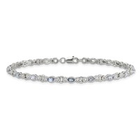 Sterling Silver Rhodium-plated Polished Tanzanite Bracelet, 7.5" view 3