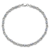 Sterling Silver Rhodium-plated Polished Tanzanite Bracelet, 7.5" view 5