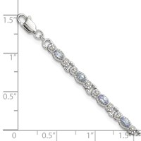 Sterling Silver Rhodium-plated Polished Tanzanite Bracelet, 7.5" view 4