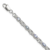 Sterling Silver Rhodium-plated Polished Tanzanite Bracelet, 7.5" view 1