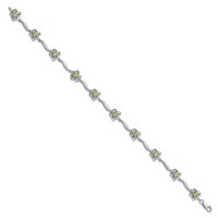 Sterling Silver Rhodium-plated Floral Peridot Bracelet view 2