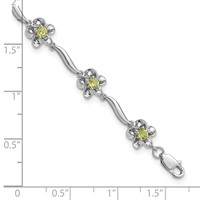 Sterling Silver Rhodium-plated Floral Peridot Bracelet view 3
