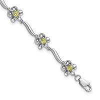 Sterling Silver Rhodium-plated Floral Peridot Bracelet view 1