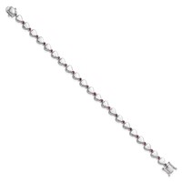 Sterling Silver Rhodium-plated Hearts Ruby Bracelet - 7.25in view 1