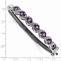 Sterling Silver Rhodium-plated Amethyst Hinged Bangle view 3