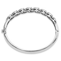 Sterling Silver Rhodium-plated Light Swiss Blue Topaz Hinged Bangle view 2