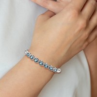 Sterling Silver Rhodium-plated Light Swiss Blue Topaz Hinged Bangle view 4