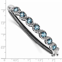Sterling Silver Rhodium-plated Light Swiss Blue Topaz Hinged Bangle view 3