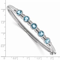 Sterling Silver Rhodium-plated Light Swiss Blue Topaz Hinged Bangle view 3