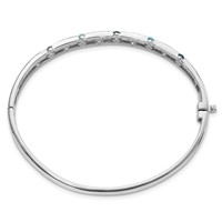 Sterling Silver Rhodium-plated Light Swiss London Blue Topaz Hinged Bangle view 2
