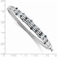 Sterling Silver Rhodium-plated Light Swiss London Blue Topaz Hinged Bangle view 3