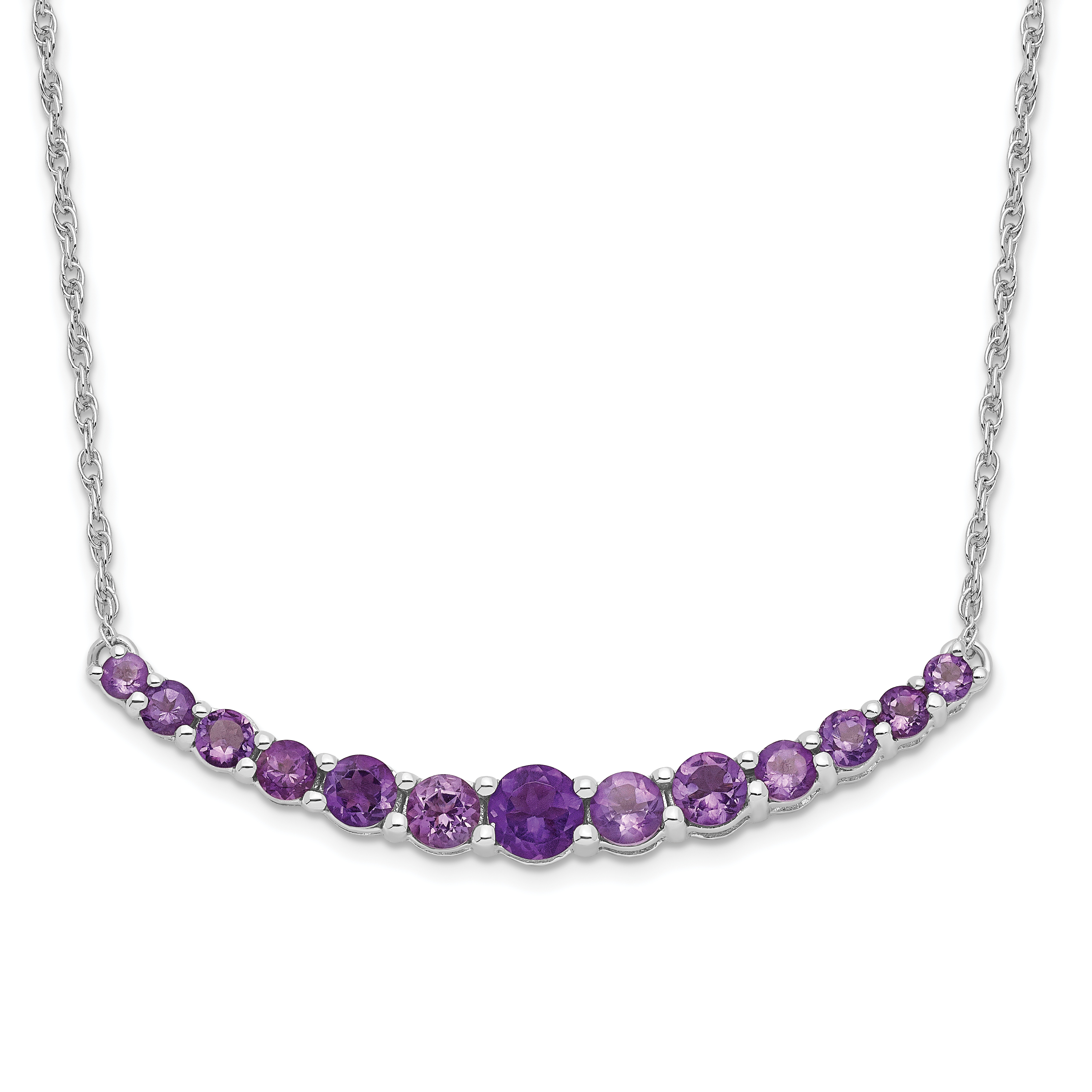 Sterling Silver Rhodium-plated Amethyst Pendant w/Necklace (QX990AM-18)