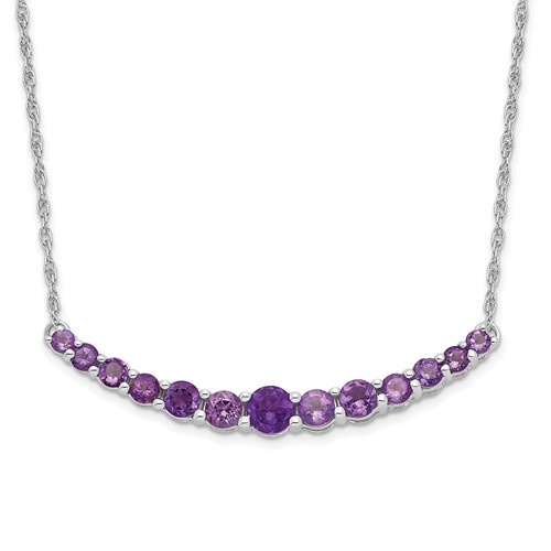 Sterling Silver Rhodium-plated Amethyst Pendant with Necklace