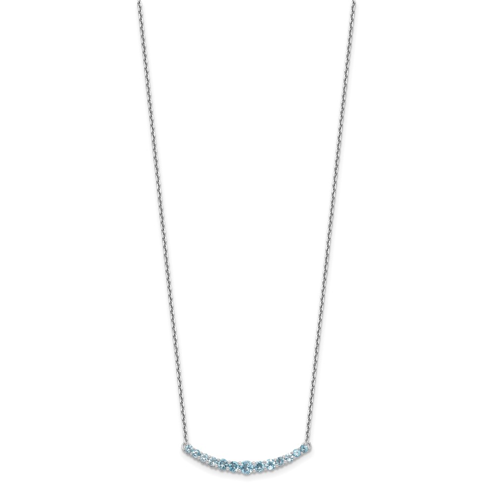 Sterling Silver Rhodium-plated Blue Topaz Pendant w/Necklace (QX990BT-18)