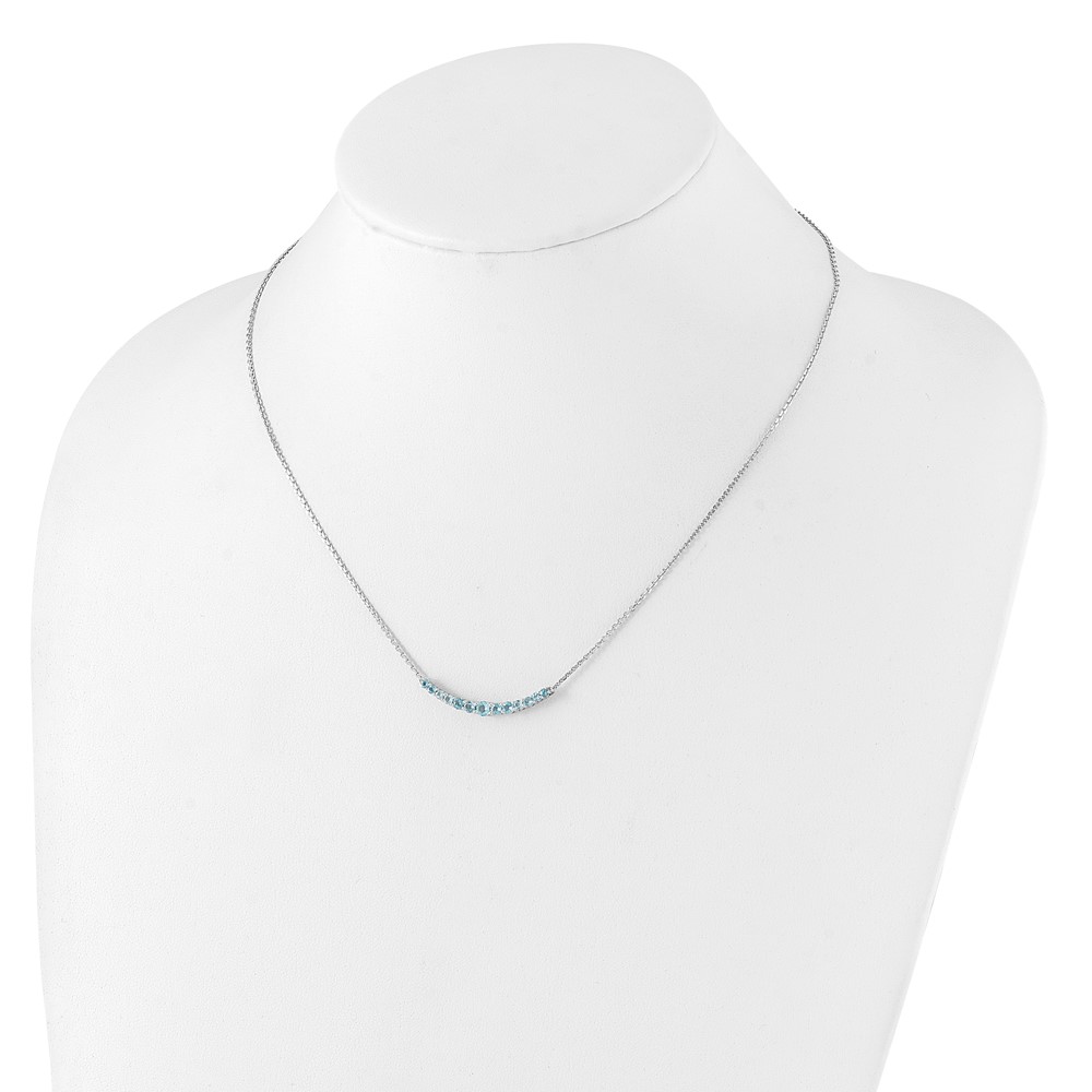 Sterling Silver Rhodium-plated Blue Topaz Pendant w/Necklace (QX990BT-18)