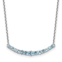 Sterling Silver Rhodium-plated Blue Topaz Pendant with Necklace view 1