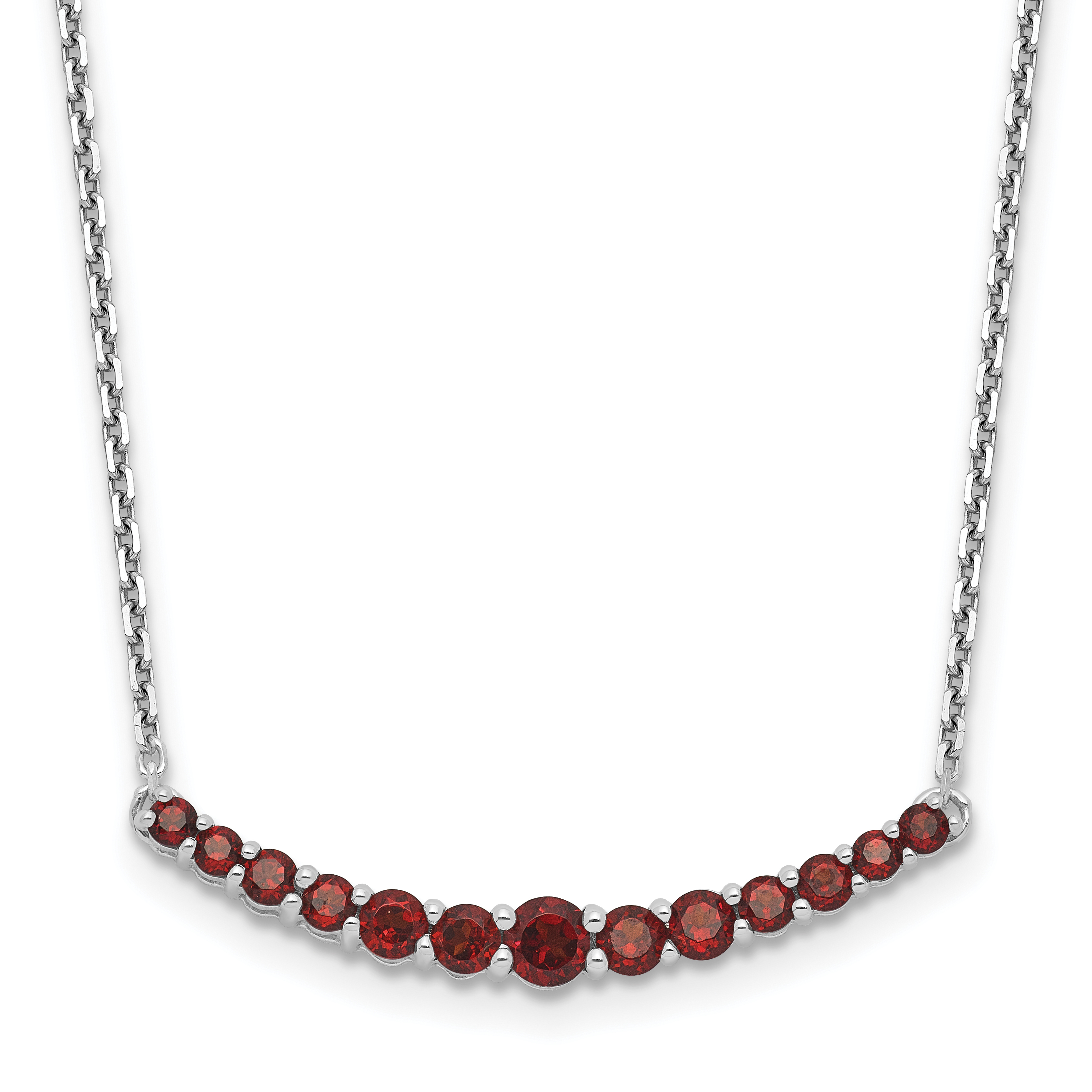 Sterling Silver Rhodium-plated Garnet Pendant w/Necklace (QX990GA-18)