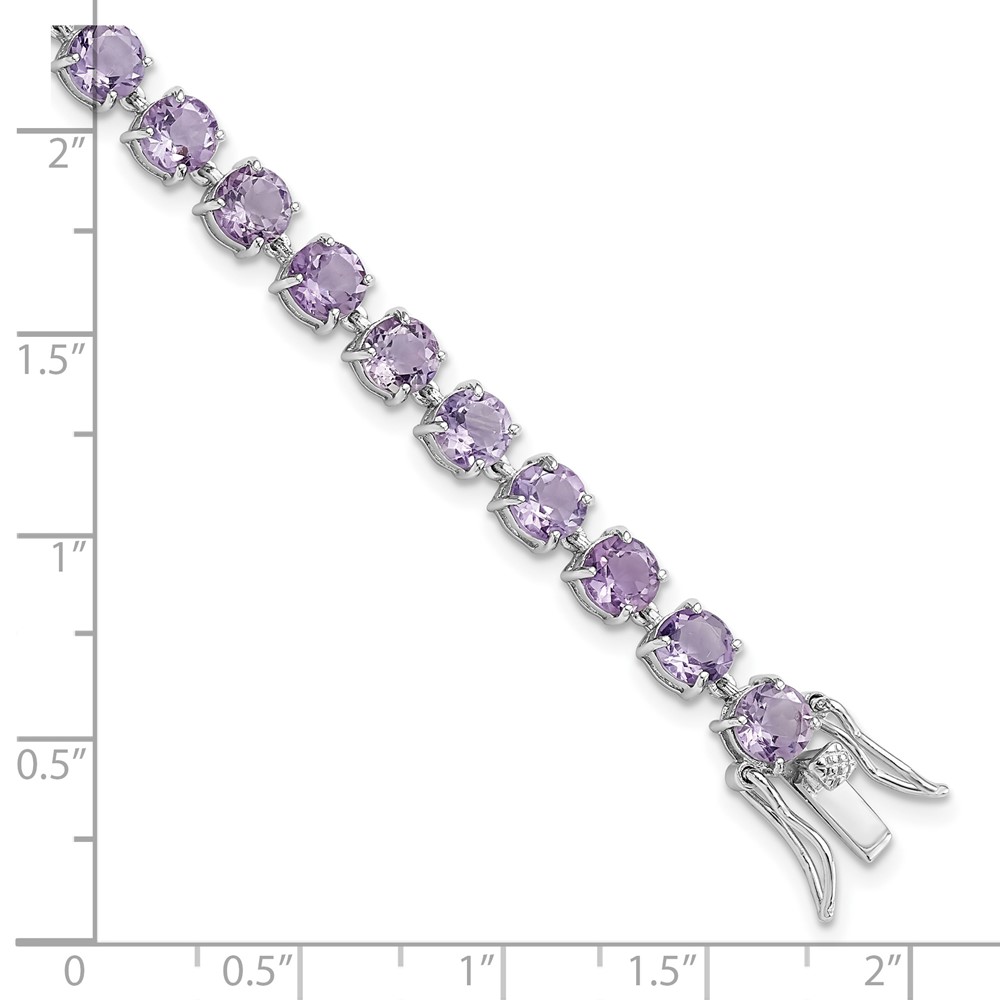 Sterling Silver Rhodium-plated Polished 5mm Amethyst Stone Bracelet (QX991AM)