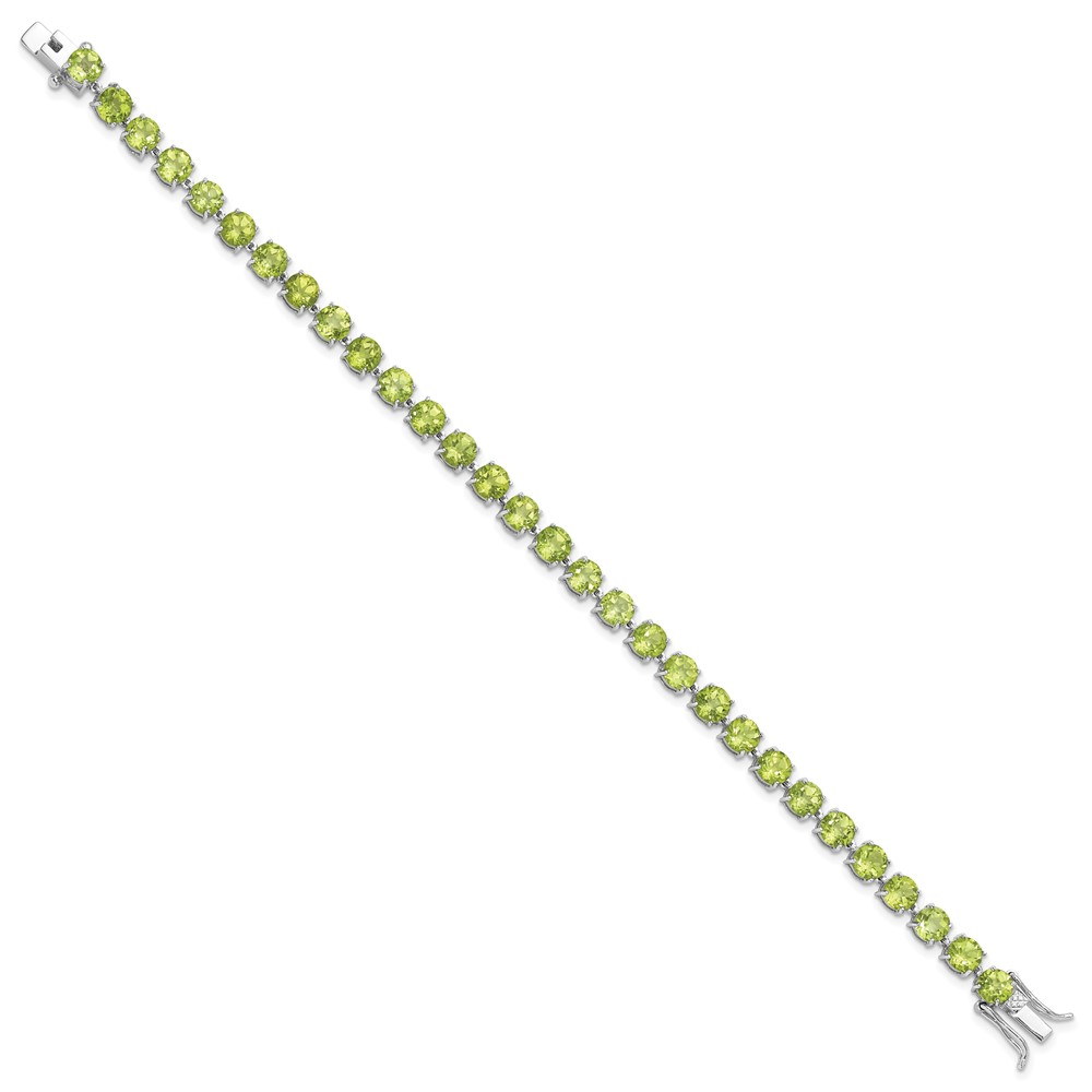 Sterling Silver Rhodium-plated 5mm 16.74PE Peridot Bracelet (QX992PE)
