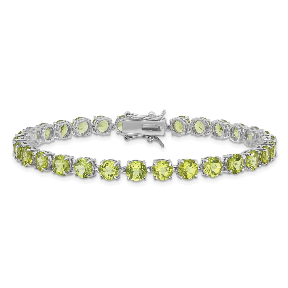 Sterling Silver Rhodium-plated 5mm 16.74PE Peridot Bracelet (QX992PE)