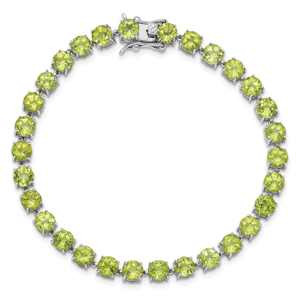 Sterling Silver Rhodium-plated 5mm 16.74PE Peridot Bracelet (QX992PE)