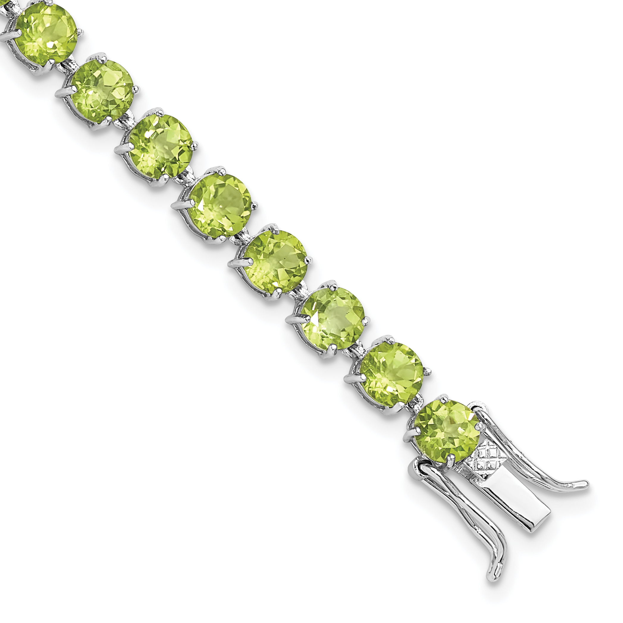 Sterling Silver Rhodium-plated 5mm 16.74PE Peridot Bracelet (QX992PE)