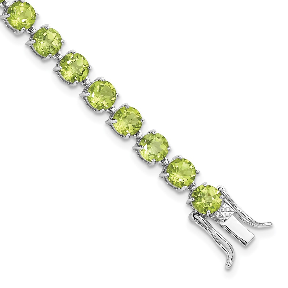 Sterling Silver Rhodium-plated 5mm 16.74PE Peridot Bracelet (QX992PE)
