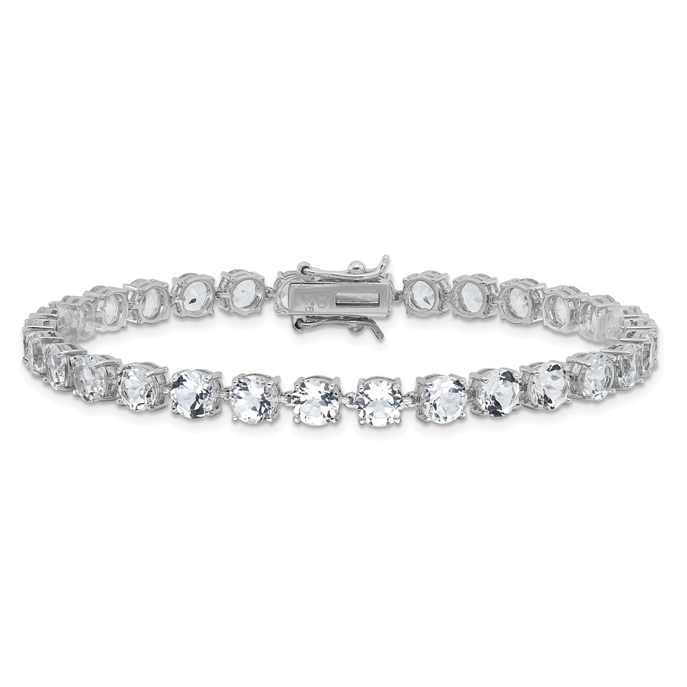 Sterling Silver Rhodium-plated 5mm 19.22WT White Topaz Bracelet (QX992WT)
