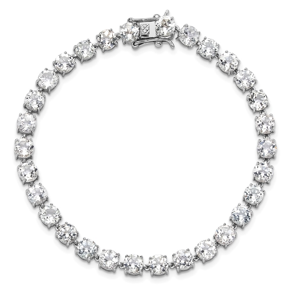 Sterling Silver Rhodium-plated 5mm 19.22WT White Topaz Bracelet (QX992WT)