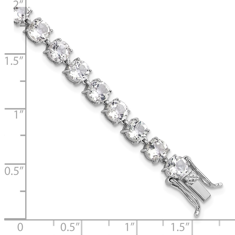 Sterling Silver Rhodium-plated 5mm 19.22WT White Topaz Bracelet (QX992WT)