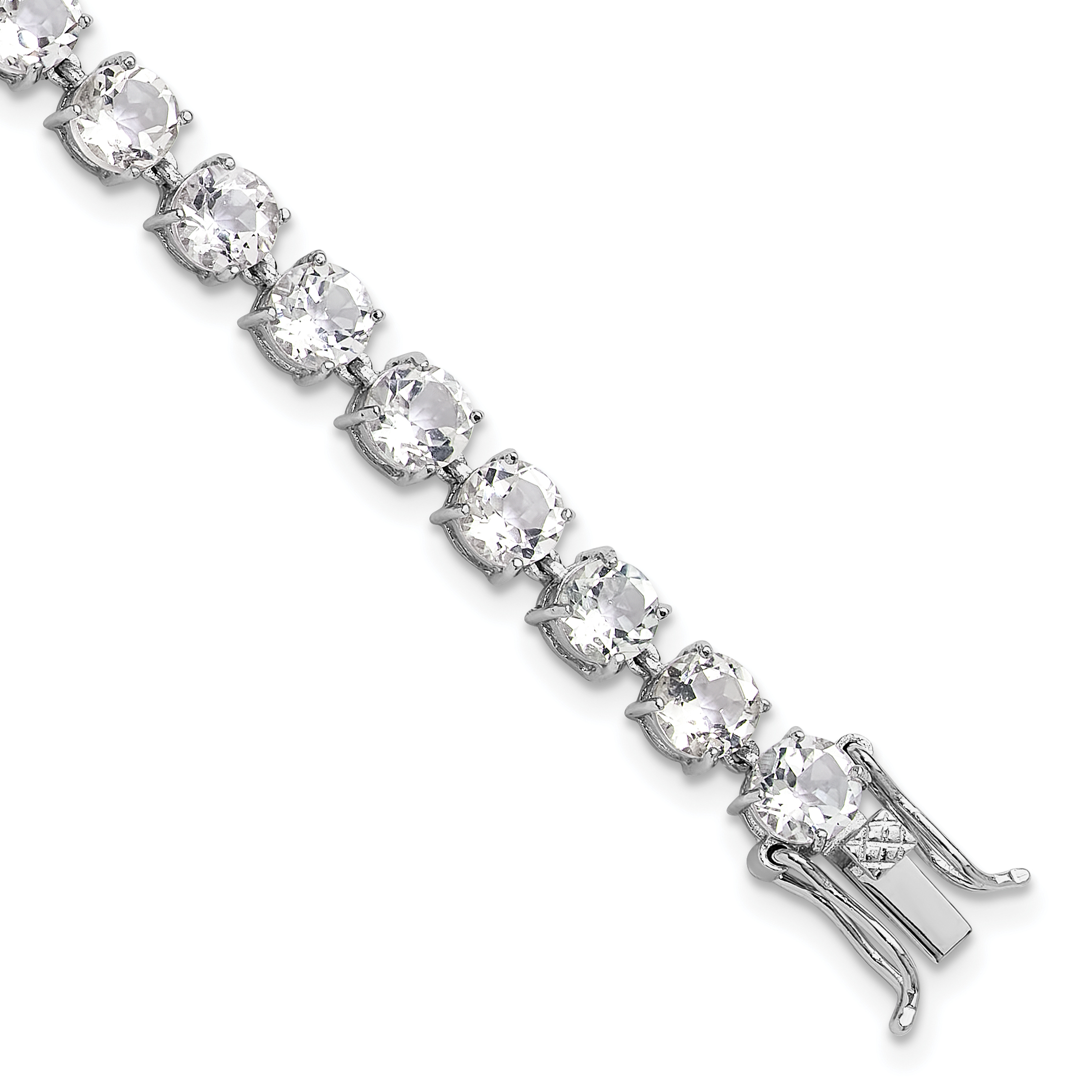 Sterling Silver Rhodium-plated 5mm 19.22WT White Topaz Bracelet (QX992WT)