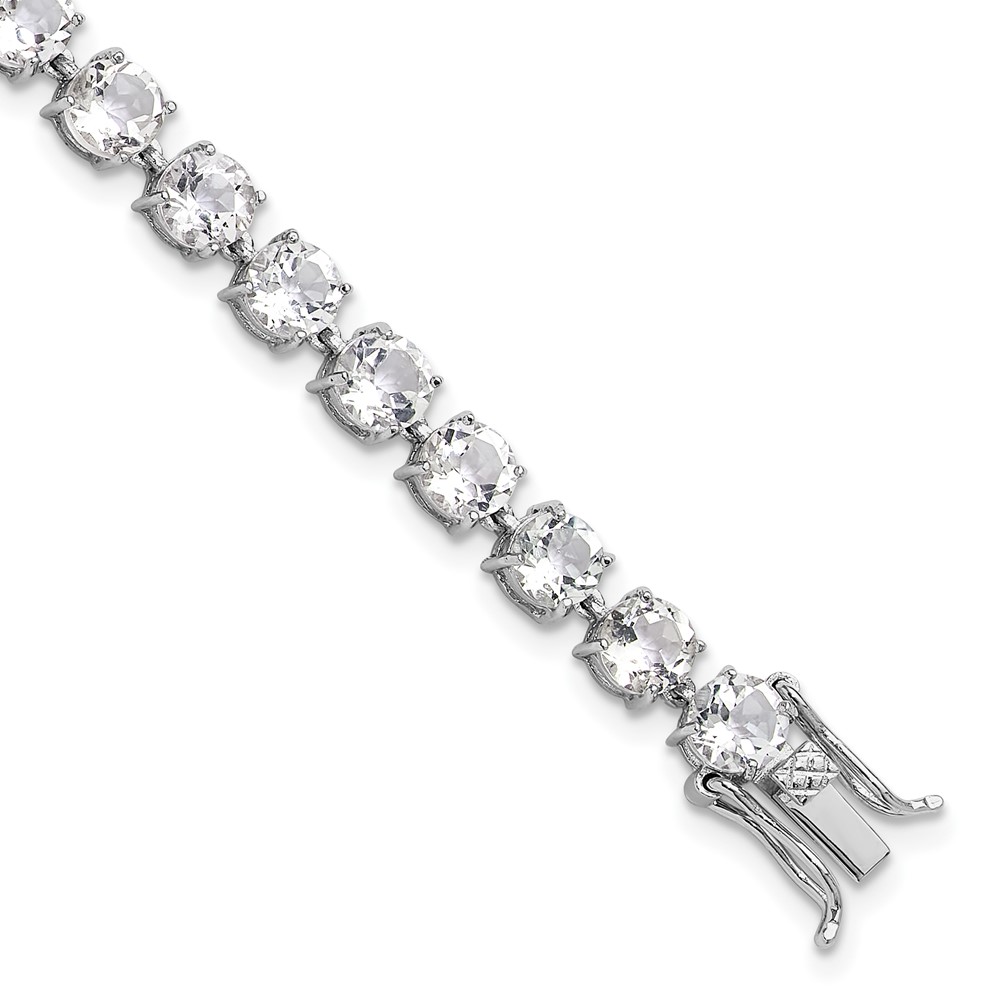Sterling Silver Rhodium-plated 5mm 19.22WT White Topaz Bracelet (QX992WT)