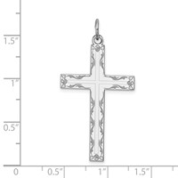 Sterling Silver Rhodium-plated Laser Cut Cross Pendant view 3