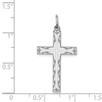 Sterling Silver Rhodium-plated Laser Cut Cross Pendant view 4